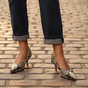 Vionic Josie Kitten Heel Pump W/ Orthaheel Snakeskin Print Sz. 8.5